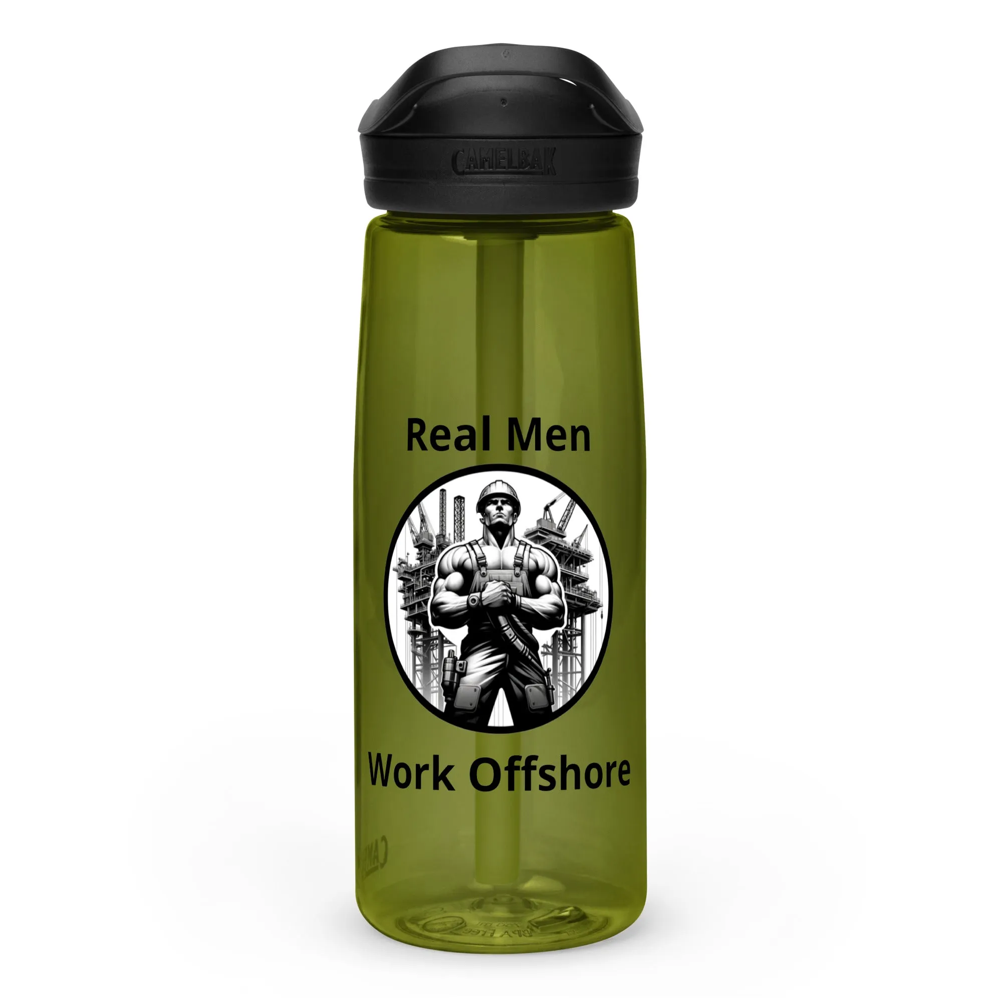 Sports water bottle - Real Men Work Offshore 1