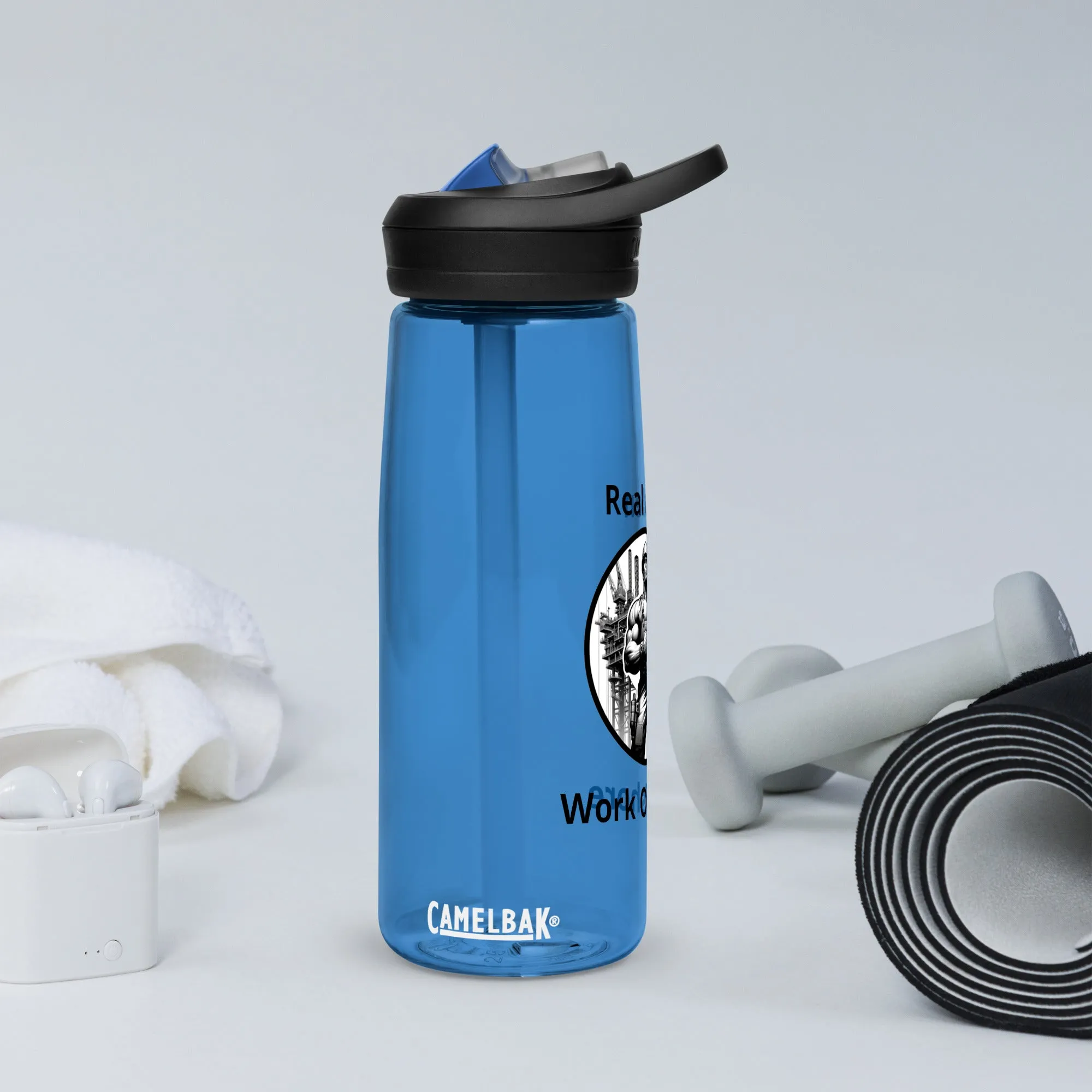 Sports water bottle - Real Men Work Offshore 1