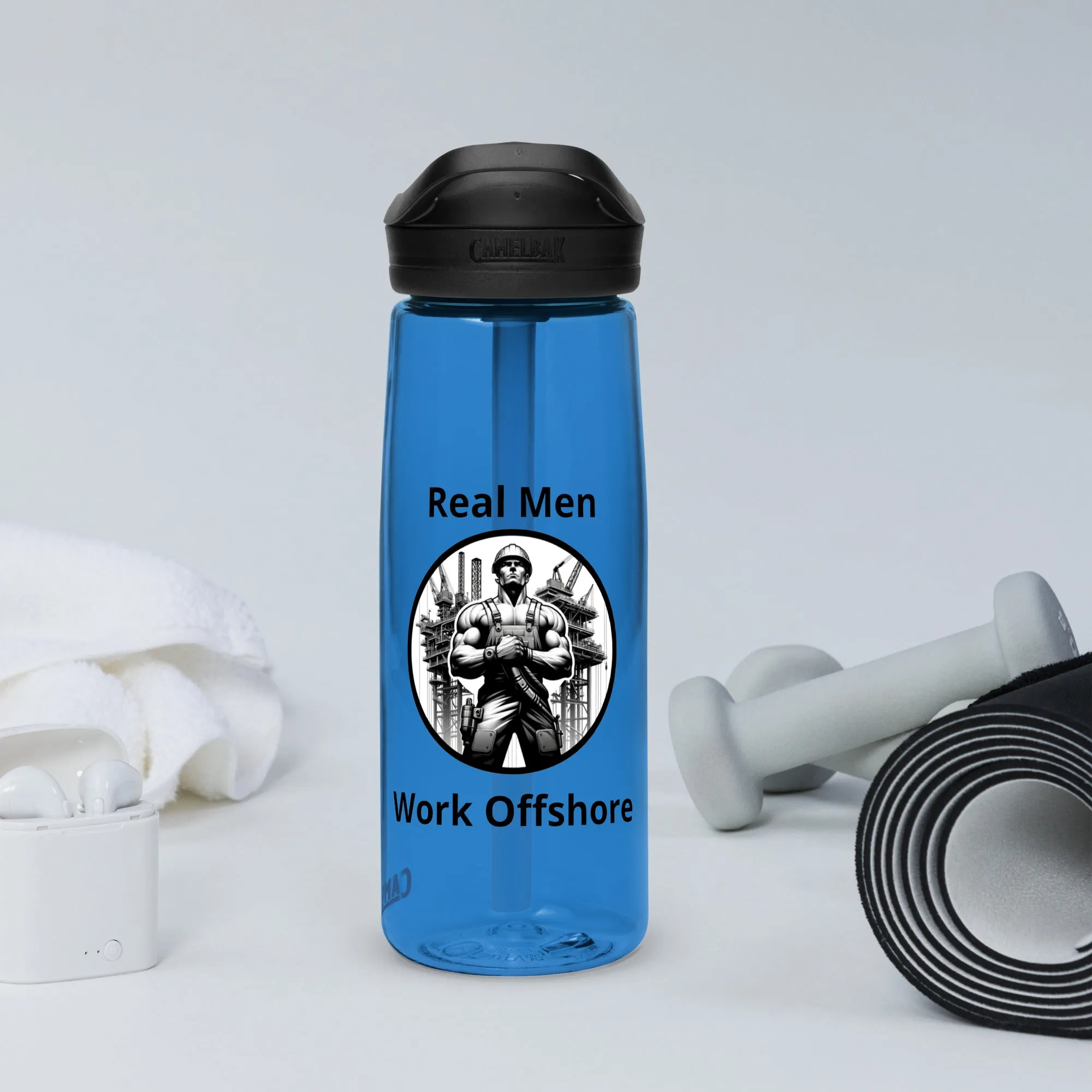 Sports water bottle - Real Men Work Offshore 1