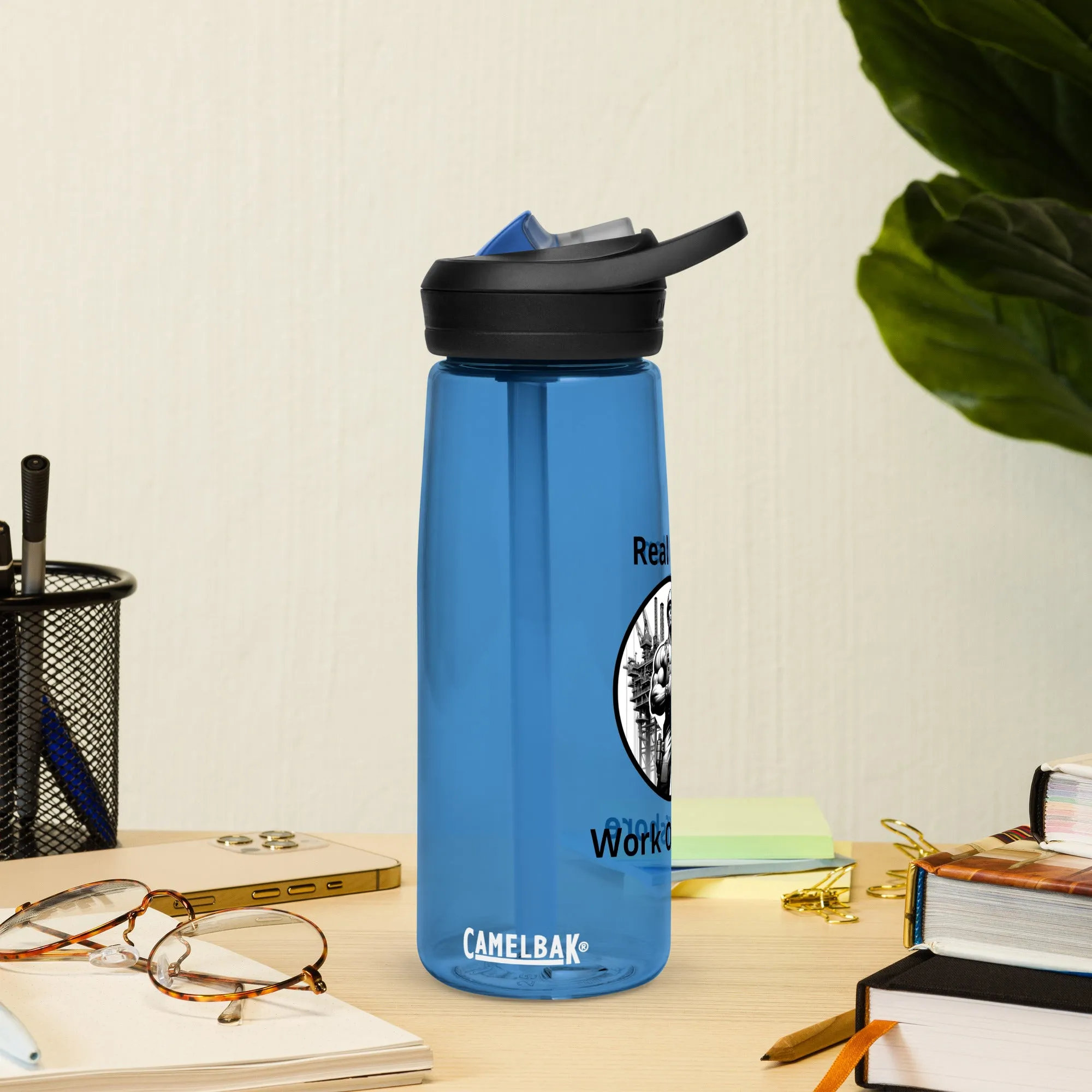 Sports water bottle - Real Men Work Offshore 1