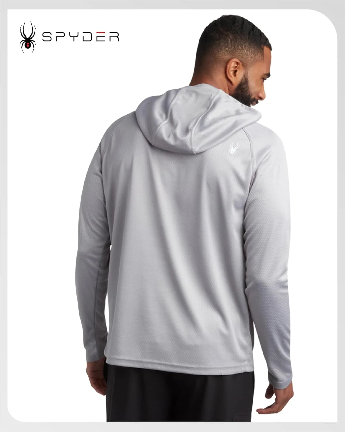 Spyder Mens Rash Guard Long Sleeve Sun Hoodie Shirt - UPF 50  UV Protection Quick Dry Moisture Wicking Fishing & Swim Shirt