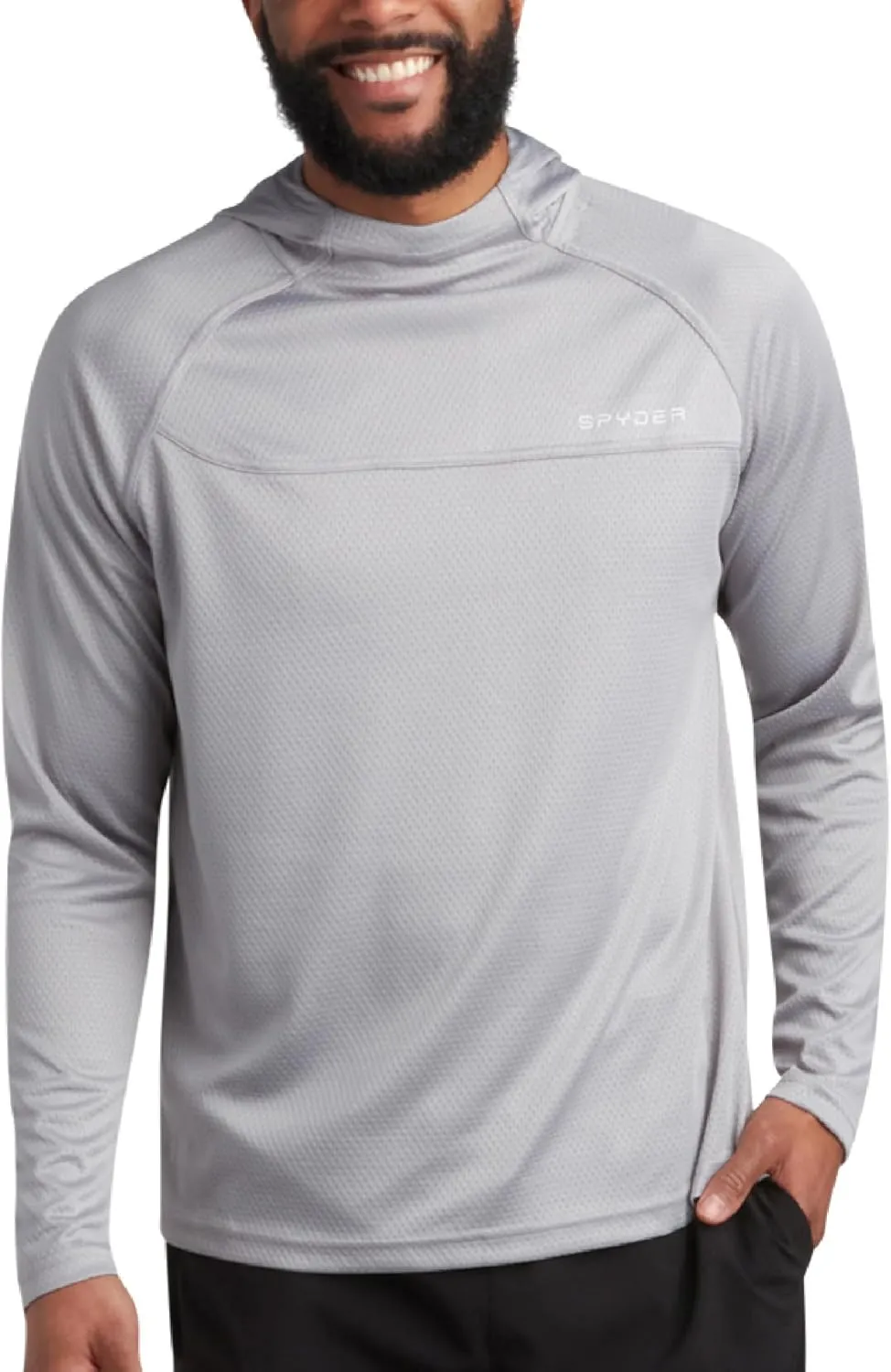 Spyder Mens Rash Guard Long Sleeve Sun Hoodie Shirt - UPF 50  UV Protection Quick Dry Moisture Wicking Fishing & Swim Shirt