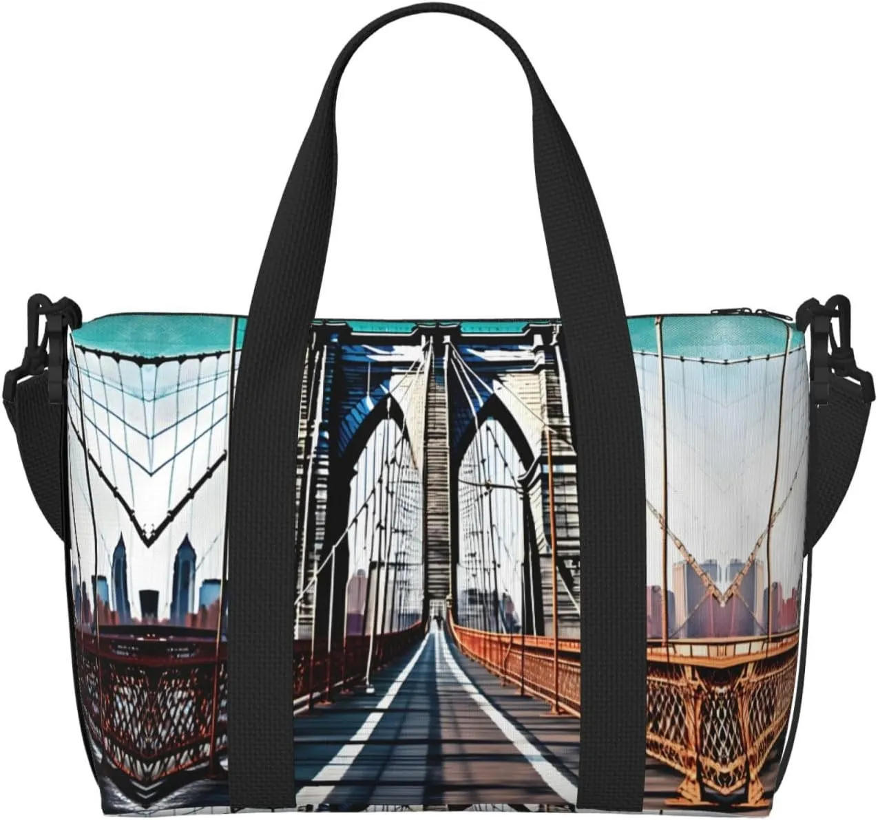 SSIMOO Brooklyn Bridge Print Versatile Travel Duffel Bag,The Companion For Business And Personal Trips, Black