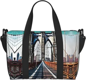 SSIMOO Brooklyn Bridge Print Versatile Travel Duffel Bag,The Companion For Business And Personal Trips, Black