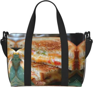 SSIMOO Cheese Sandwiches Print Versatile Travel Duffel Bag,The Companion For Business And Personal Trips, Black