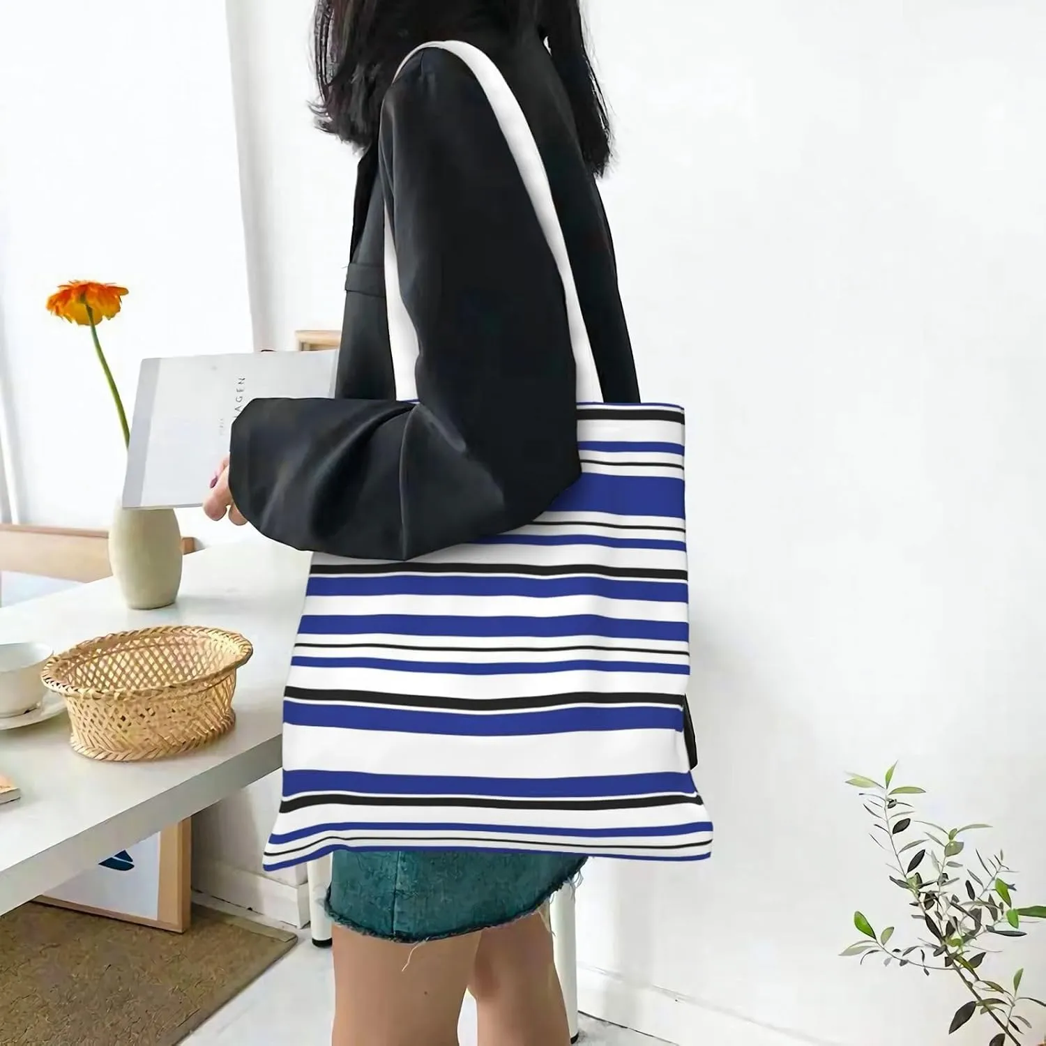 SSIMOO Game Controller Reusable Canvas Shopping Bag-Multifunctional Tote Bag, Suitable For Shopping Daily Travel