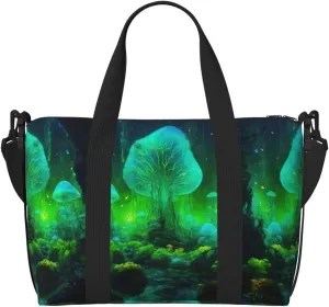 SSIMOO Magic Mushroom Print Versatile Travel Duffel Bag,The Companion For Business And Personal Trips, Black