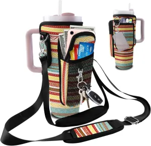 Stanley Carrier Bag for Stanley 40oz/30ozTumbler with Phone with 2 Adjustable Strap,3 Pockets Bottle Stanley Cup Carrier Bag & Case,Accessories for Hiking Travelling