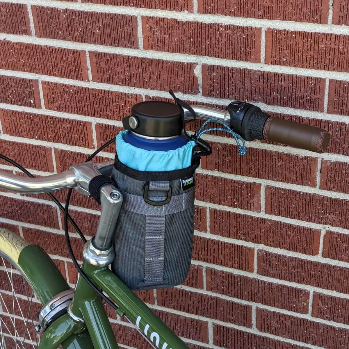 Stem Bag Insulated Water Bottle Bag (Charcoal & Influencer Blue) | Holds Ice for 7  Hours | Water Resistant Holder with 2 Buckle Straps & 1 Hook-and-Loop Strap | Bike Accessories | Made in USA