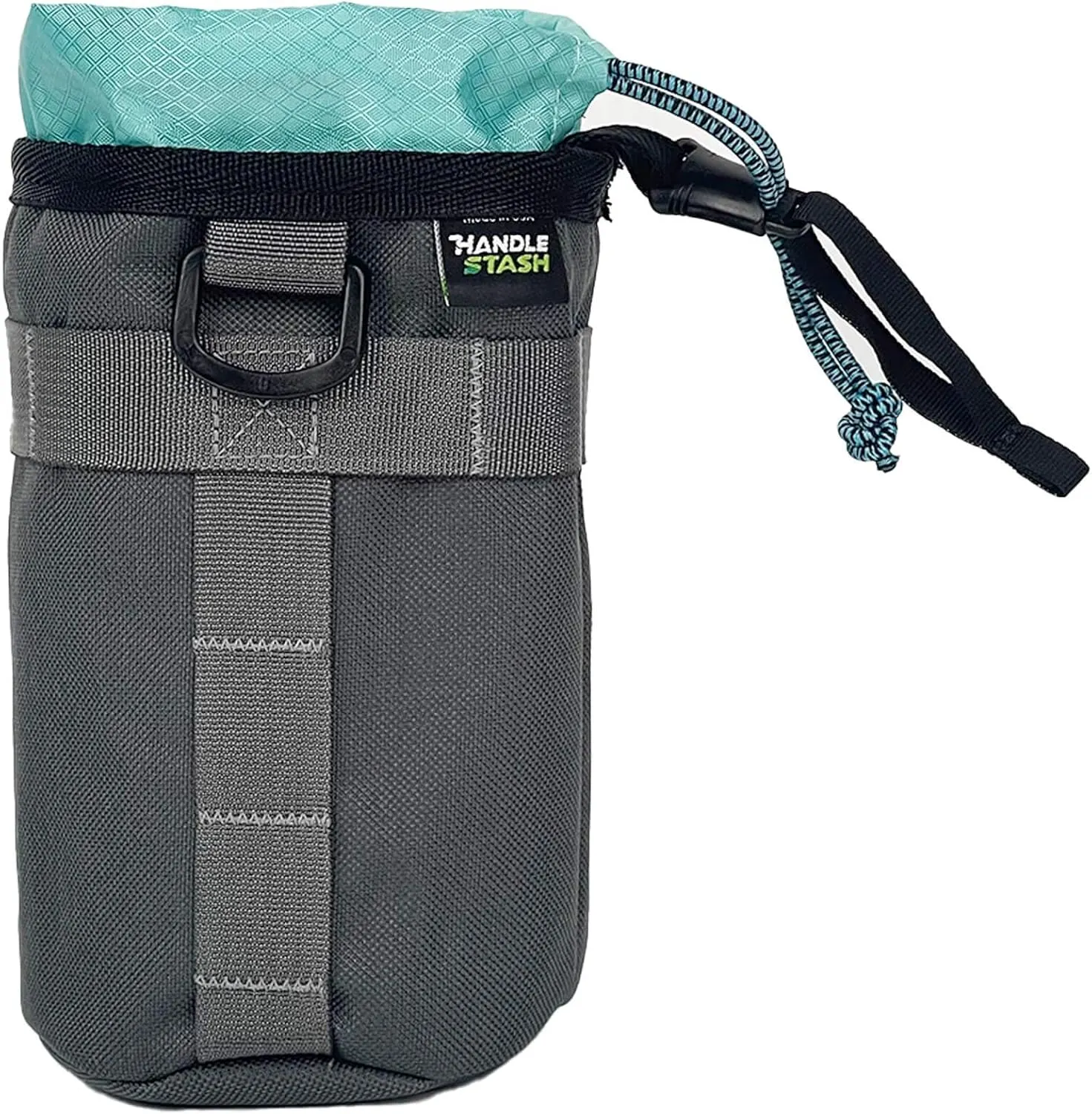 Stem Bag Insulated Water Bottle Bag (Charcoal & Influencer Blue) | Holds Ice for 7  Hours | Water Resistant Holder with 2 Buckle Straps & 1 Hook-and-Loop Strap | Bike Accessories | Made in USA