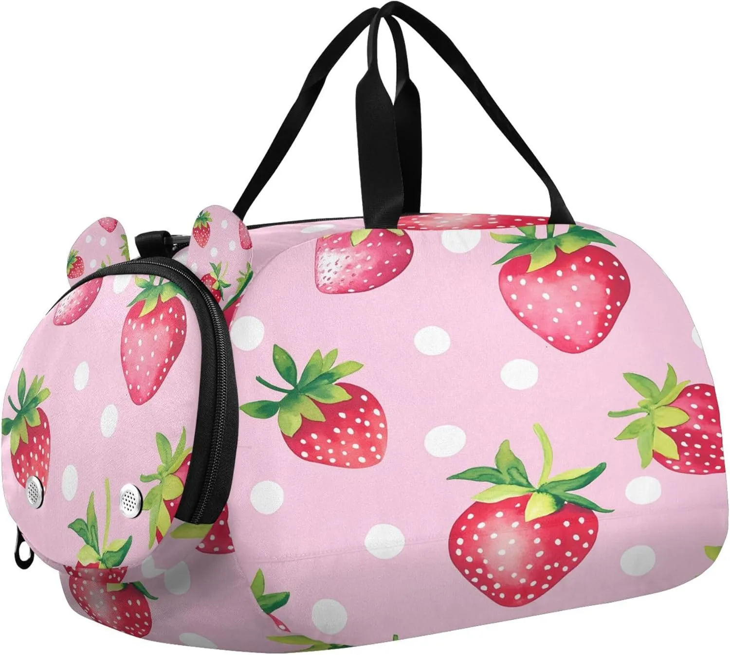 Strawberry Youth Sports & Travel Duffle Bag with Shoe Compartment,Waterproof Gym Bag for Girls and Boys (Overnight Essentials Organizer)