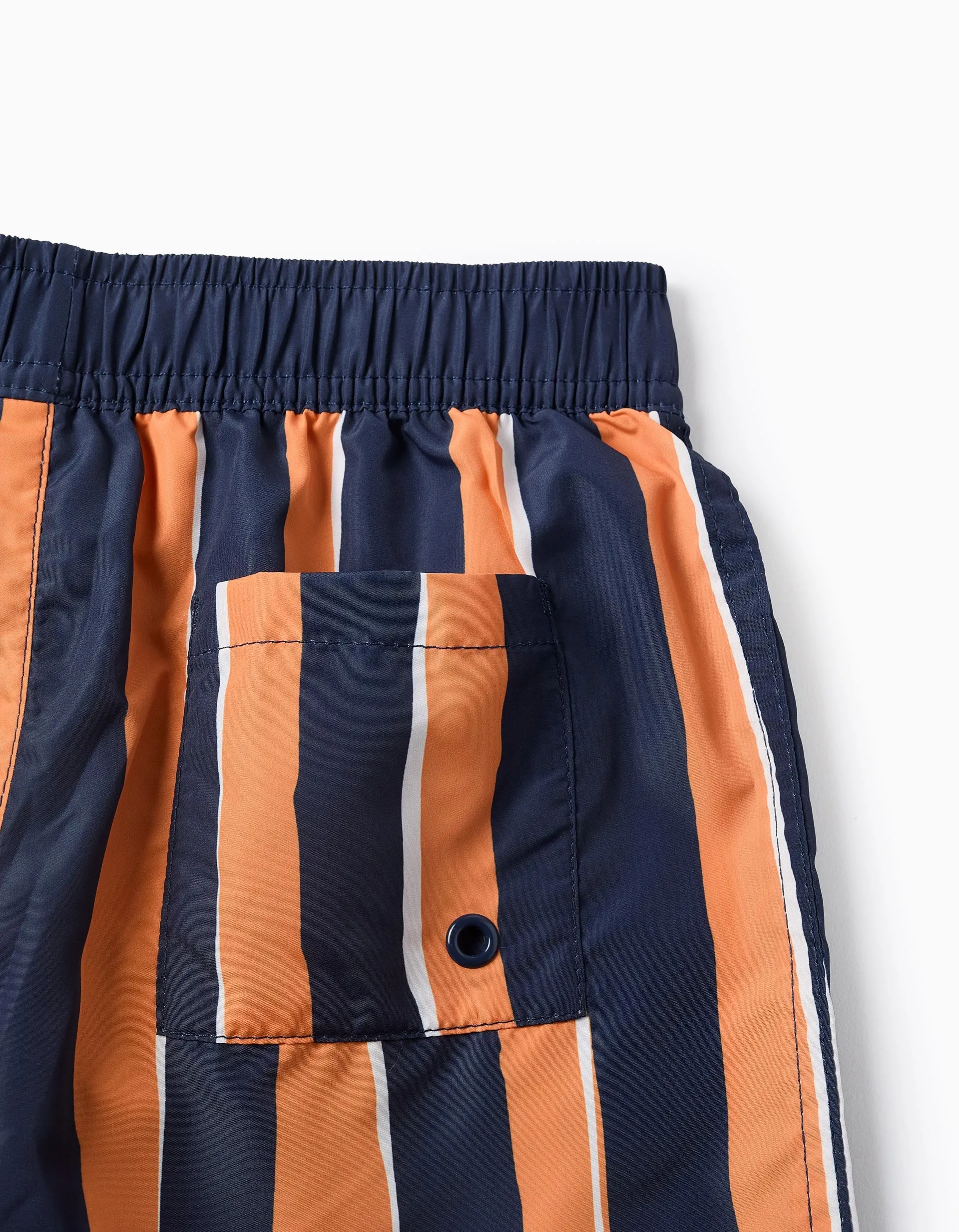 Striped Swim Shorts for Boys, Blue/Orange
