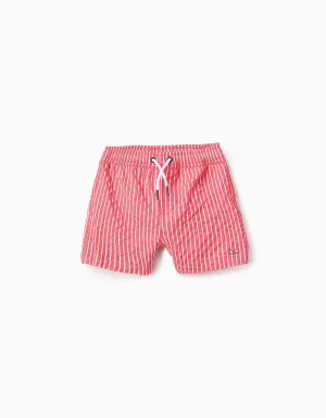 Striped Swim Shorts for Boys, Red
