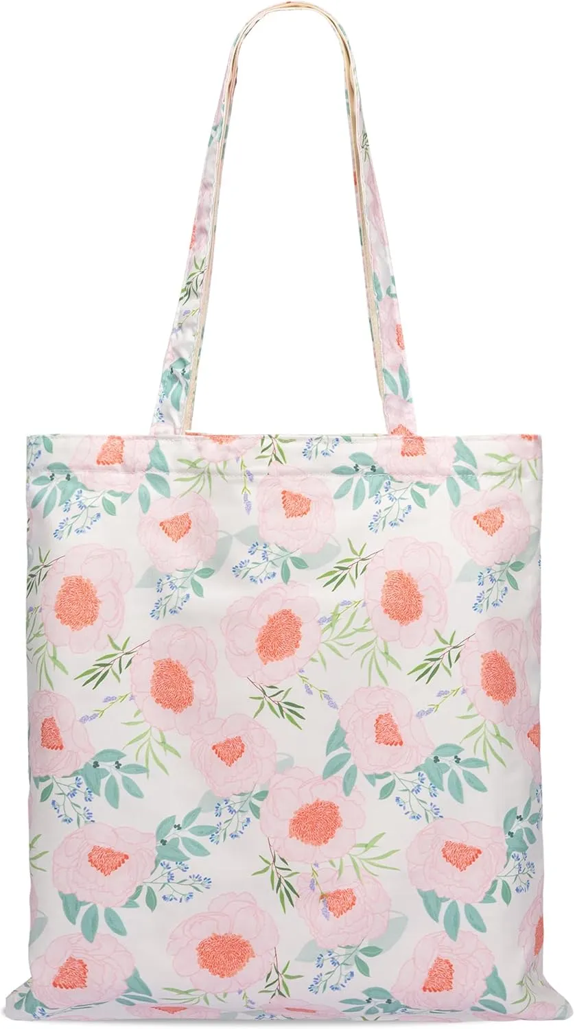 STUOYE Canvas Tote Bag for Women Cute Cotton Tote Bags Floral Travel Beach Bag Reusable Grocery Bags Cloth Shoulder Handbags