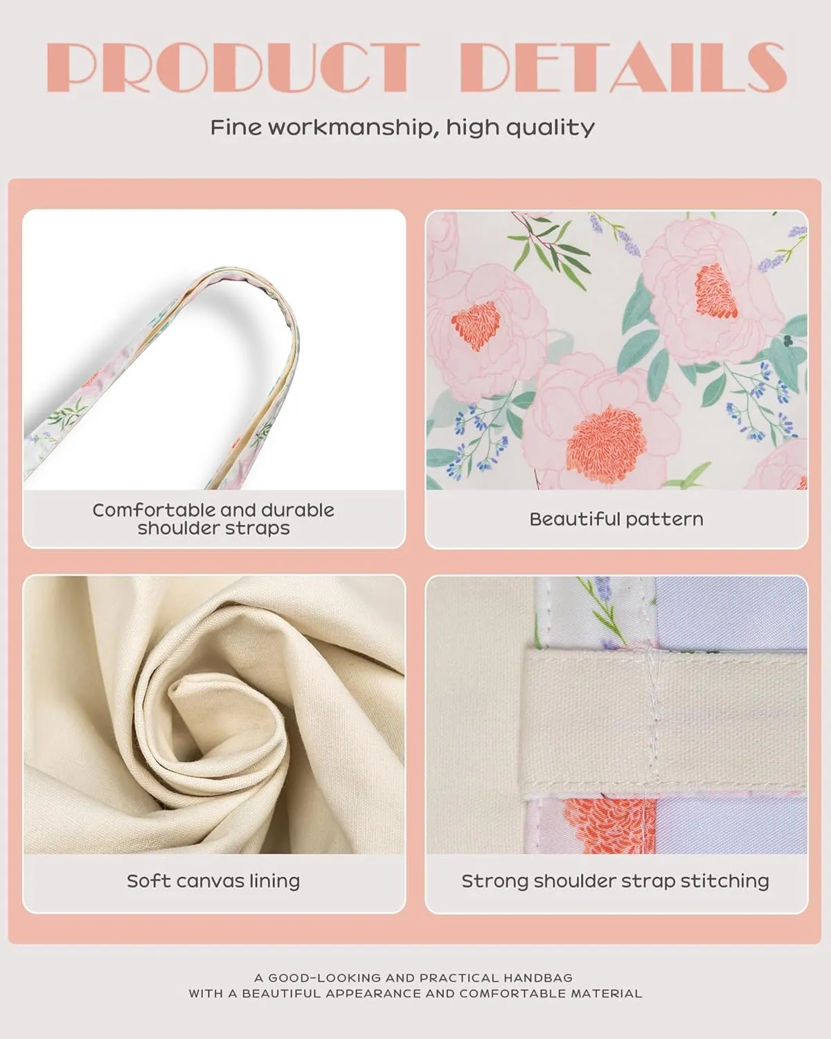 STUOYE Canvas Tote Bag for Women Cute Cotton Tote Bags Floral Travel Beach Bag Reusable Grocery Bags Cloth Shoulder Handbags