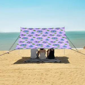 Summer Fruits Blueberry Beach Canopy Tent Anti-UV & Wind Resistant, Camping Sun Shelter Easy Setup Portable,Outdoor Shade Tents with Sandbags,Sand Shovels,Ground Pegs & Stability Poles