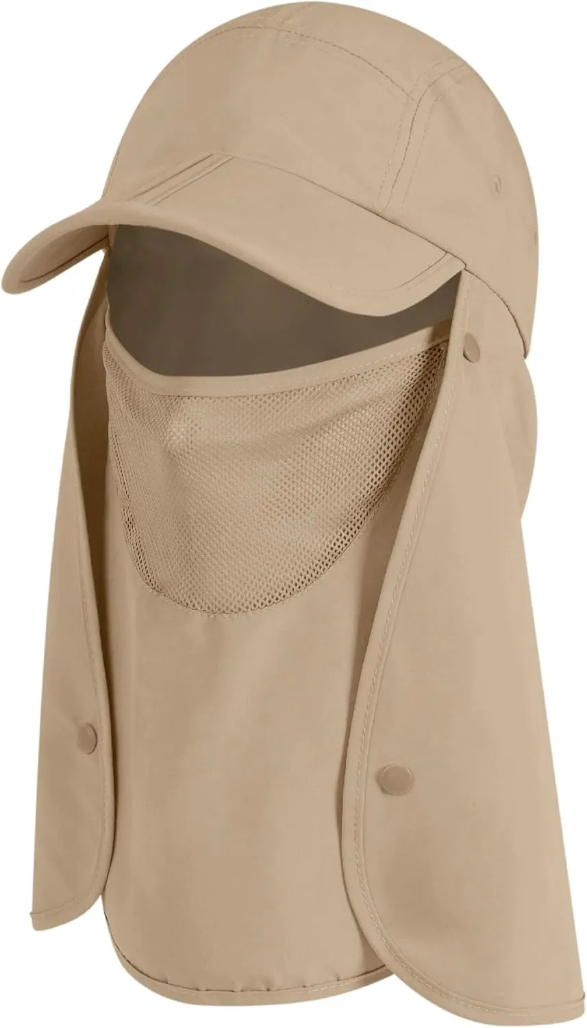 SUN CUBE Fishing Sun Hat with Neck Flap for Men UV Protection Cover Outdoor Bucket Cap with Face Covering for Hiking Running