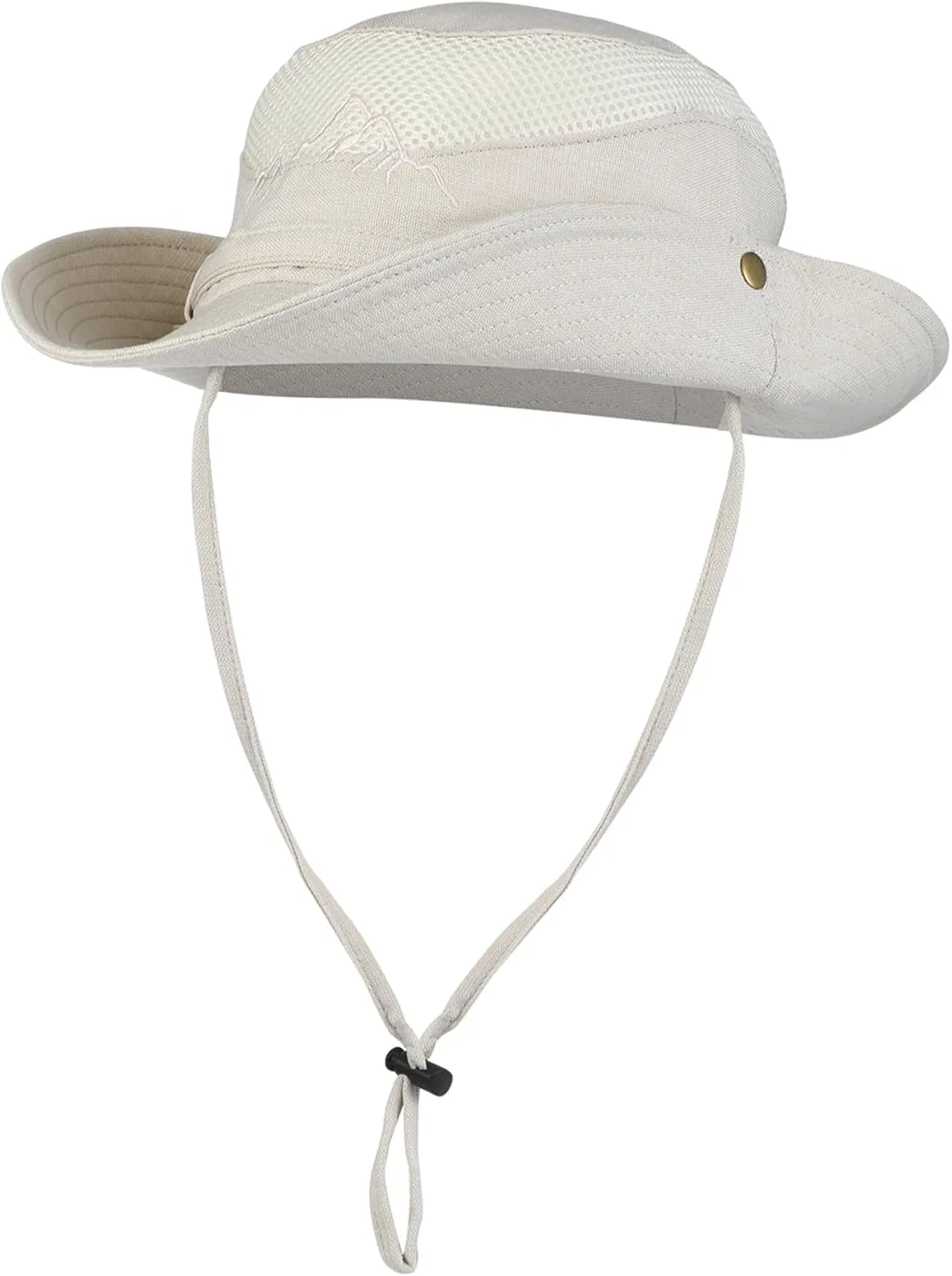 Sun Hat for Men, Cotton Embroidery Summer Outdoor Sun Protection Wide Brim Bucket Hat Foldable Safari Boonie Hat