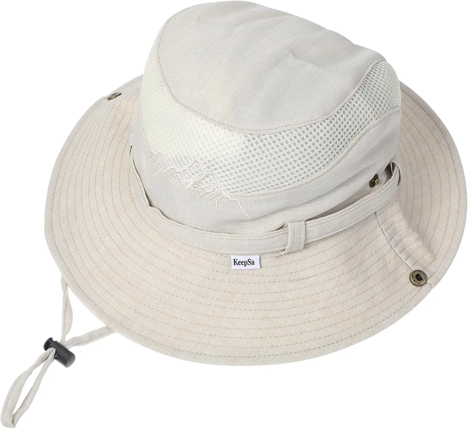 Sun Hat for Men, Cotton Embroidery Summer Outdoor Sun Protection Wide Brim Bucket Hat Foldable Safari Boonie Hat
