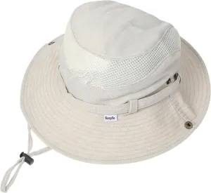 Sun Hat for Men, Cotton Embroidery Summer Outdoor Sun Protection Wide Brim Bucket Hat Foldable Safari Boonie Hat