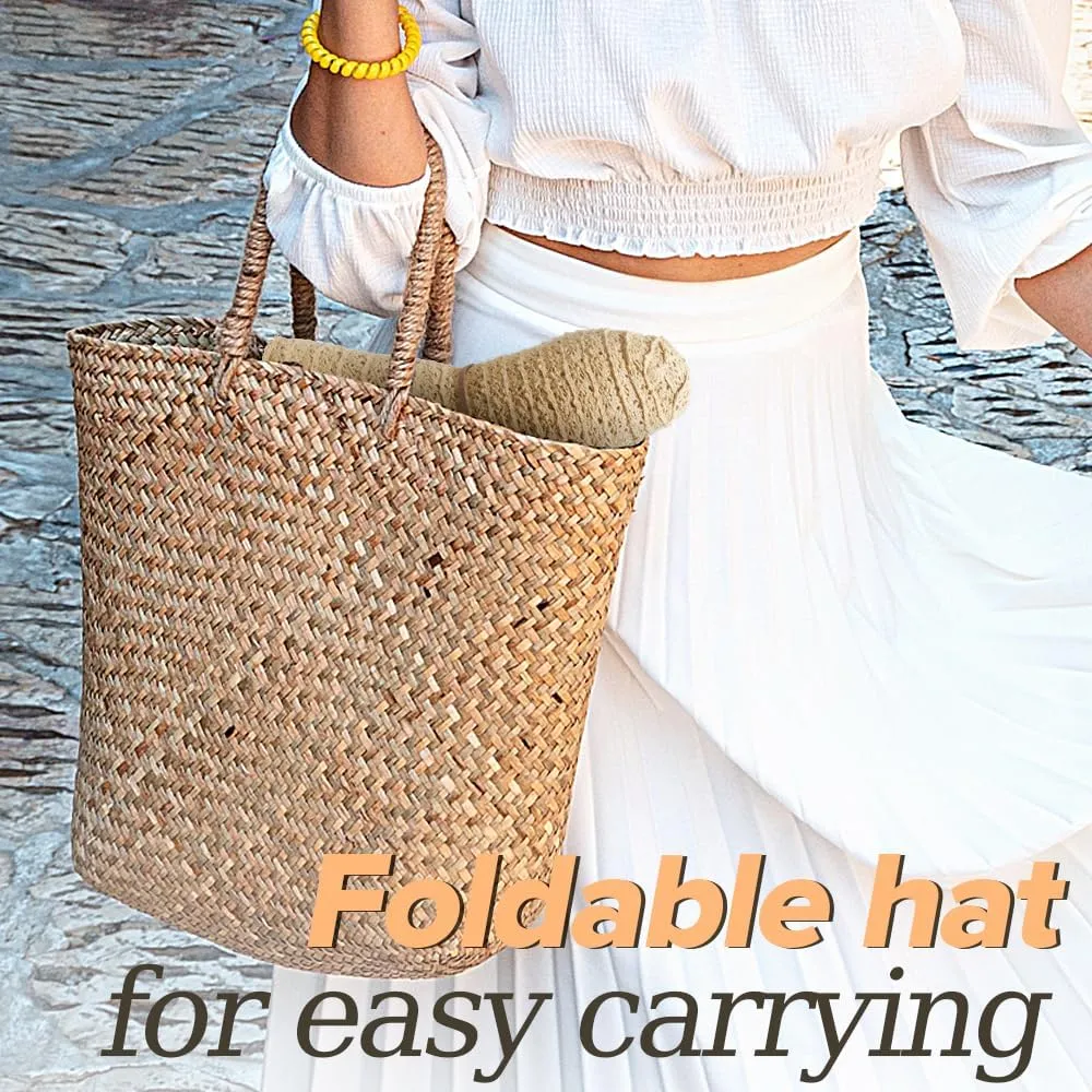 Sun Hat Womens, Beach Wide Brim Hats for Women, Summer Floppy Packable Lace Sun Beach Sunhat Women Foldable