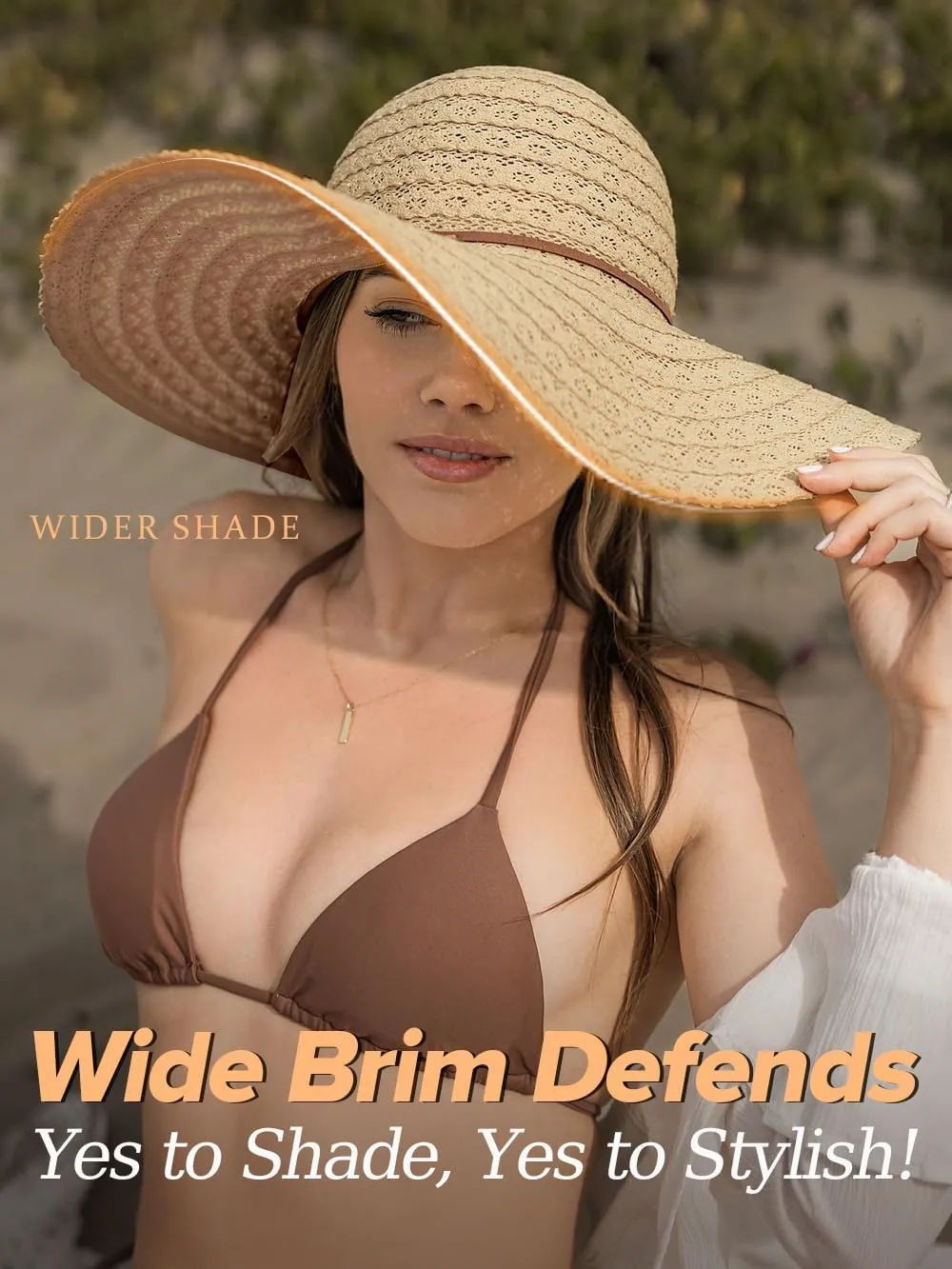 Sun Hat Womens, Beach Wide Brim Hats for Women, Summer Floppy Packable Lace Sun Beach Sunhat Women Foldable