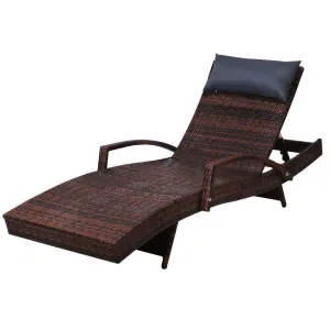 Sun Lounge Outdoor Furniture Lounger Beach with Armrest Brown