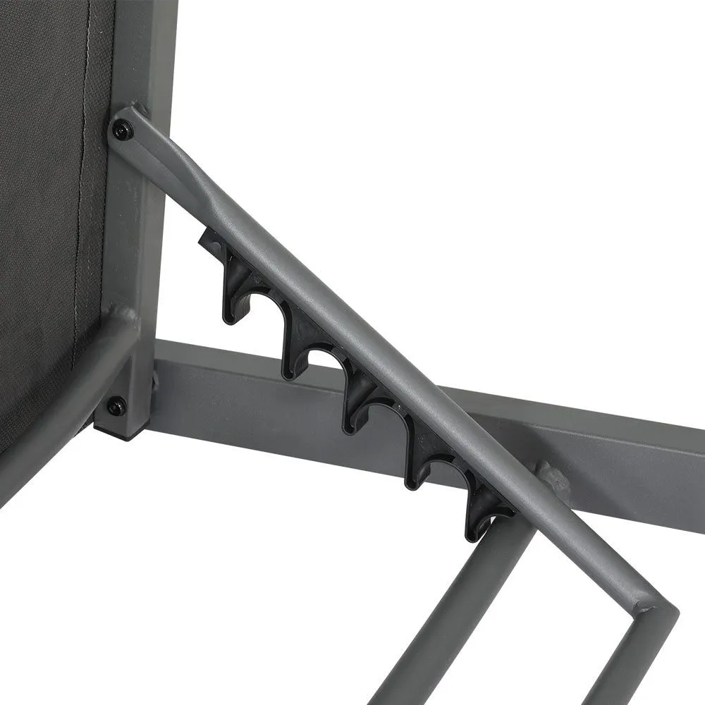 Sun Lounge with Wheels Folding Lounger Aluminium Grey
