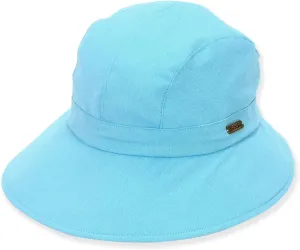 Sun 'N' Sand Packable Sun Hat Women - Cotton Summer Hat - Beach Hats for Women - Foldable Packable Hat with Drawstring - 3.5"