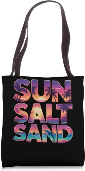 Sun Salt Sand Retro Palm Tree Beach Summer Family Outfit Tote Bag