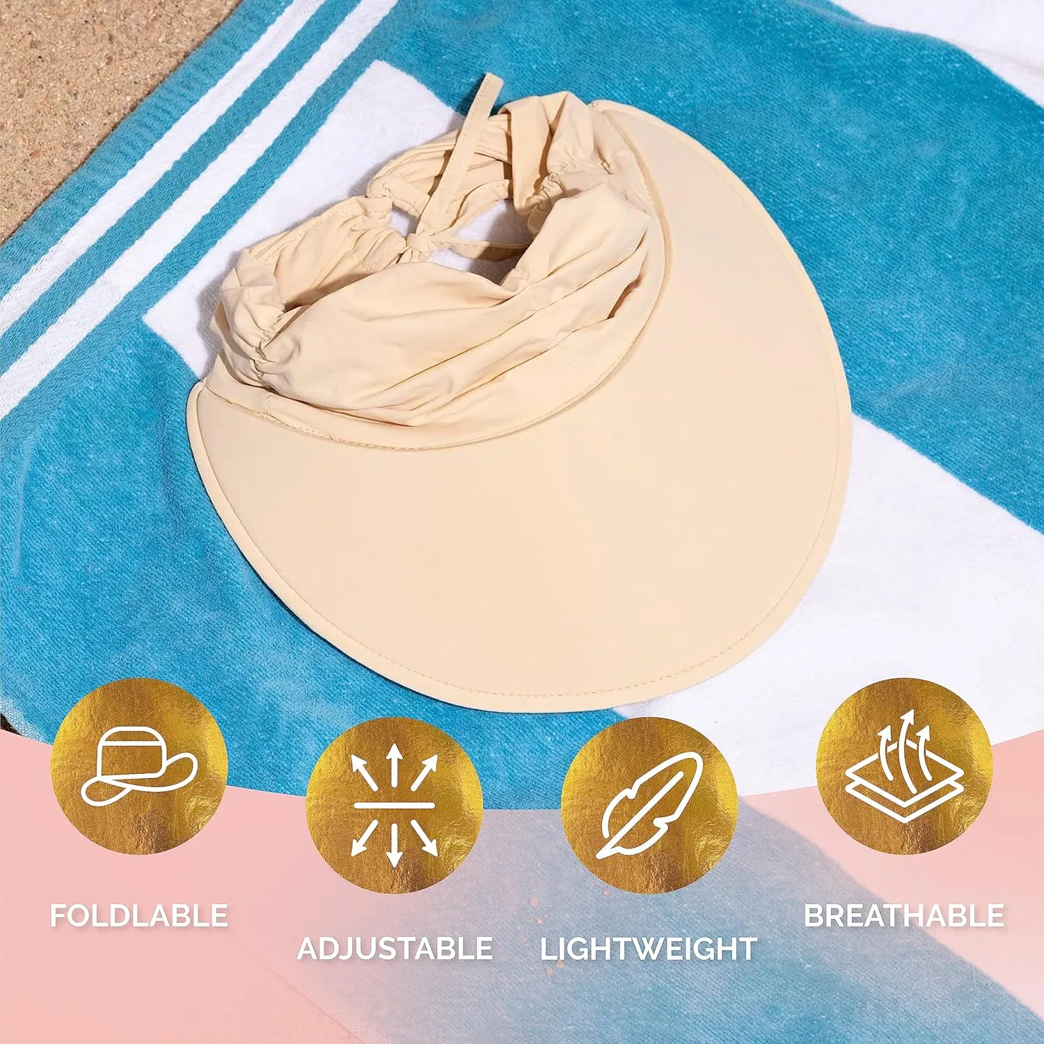 Sun Visors for Women - Visor Hats for Summer, Beach, Gardening - UV Protection, Adjustable, 4.5" Brim - Tie Adjuster