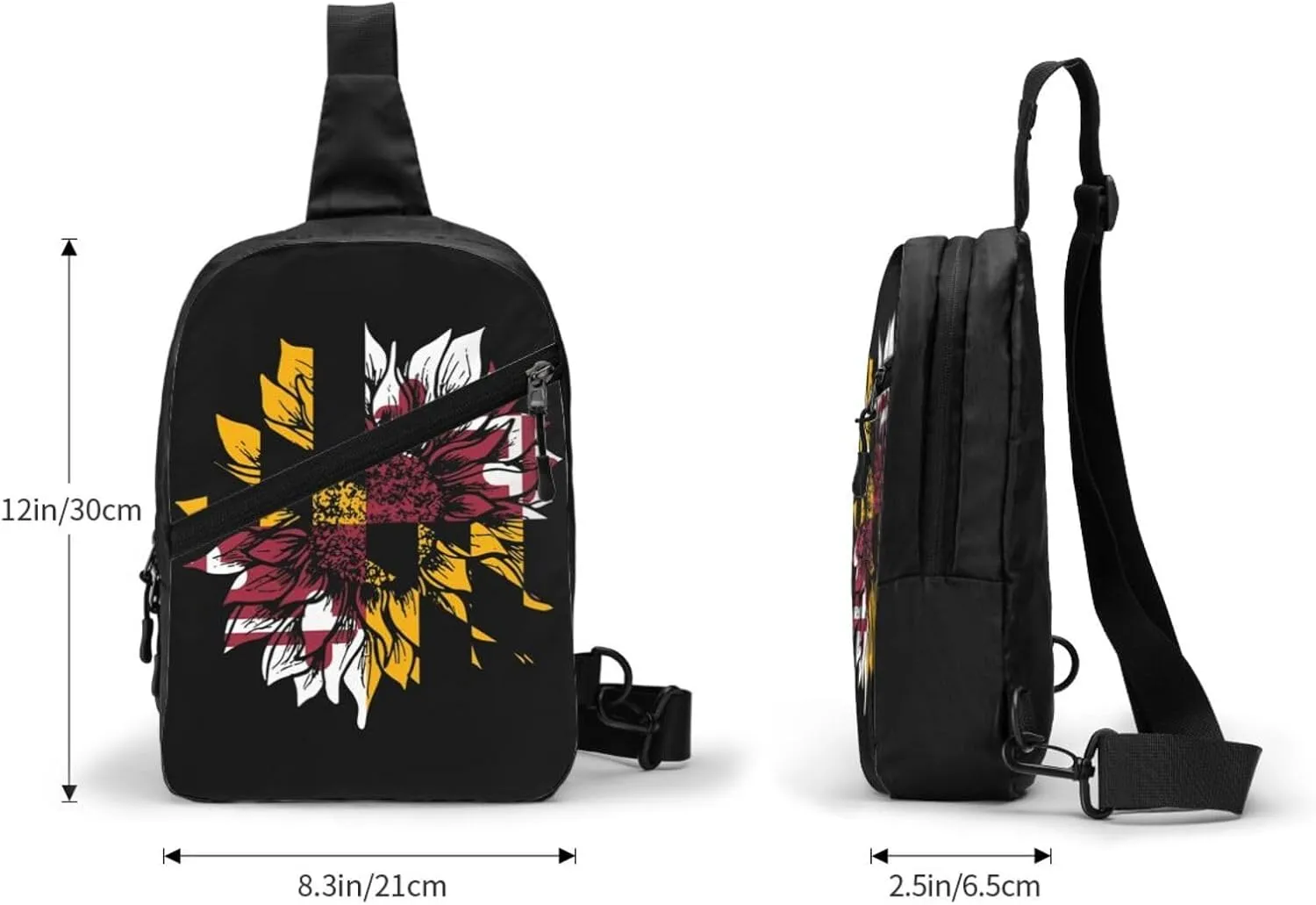 Sunflower Maryland Flag Packable Crossbody Bag Portable Sling Bags Foldable Travel Daypack Reusable Sports Shoulder Backpack Diagonally Chest Bag for Workout
