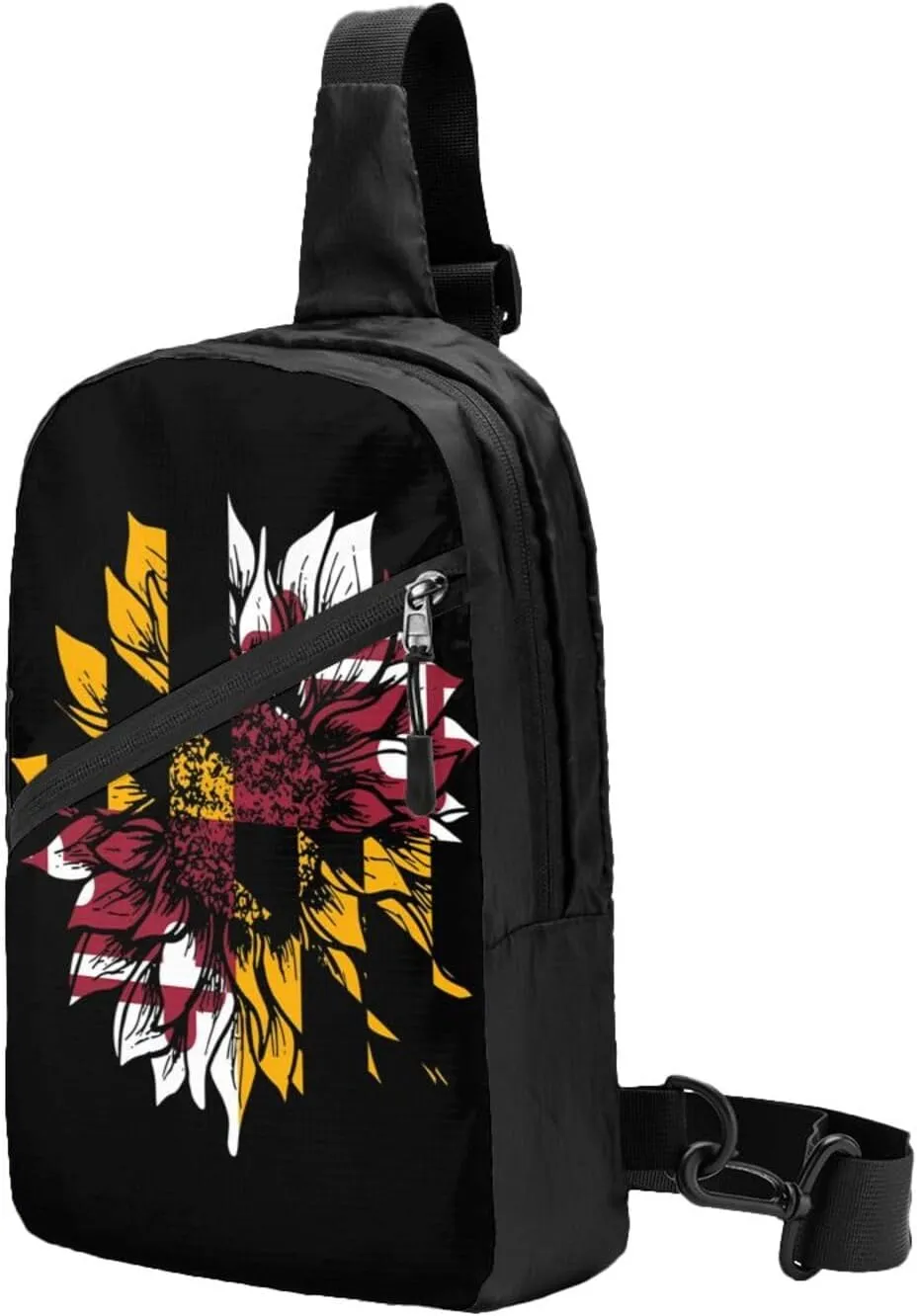 Sunflower Maryland Flag Packable Crossbody Bag Portable Sling Bags Foldable Travel Daypack Reusable Sports Shoulder Backpack Diagonally Chest Bag for Workout