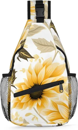 Sunflower Sling Bag for Women Men Crossbody Shoulder Bags for Women Hiking Chest Daypack One Strap Sling Backpack Waterproof Travel Sling Bag Yellow