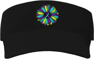 Sunflower Suicide Prevention Awareness Sunscreen Visor Hats Empty Top Sun Visor Cap Fashion Adjustable Man's Womans Sunscreen Visor Cap Black