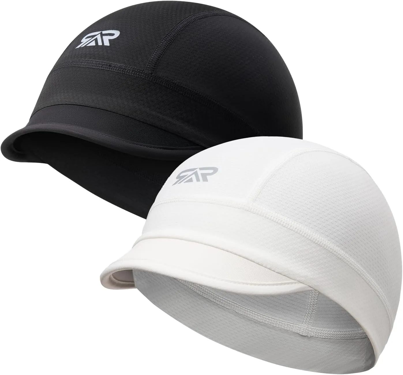 SUNMECI 2 Pcs Cooling Skull Cap for Men,Cycling Cap Helmet Liner with Sun Visor for Running Bike Hard Hat Liner