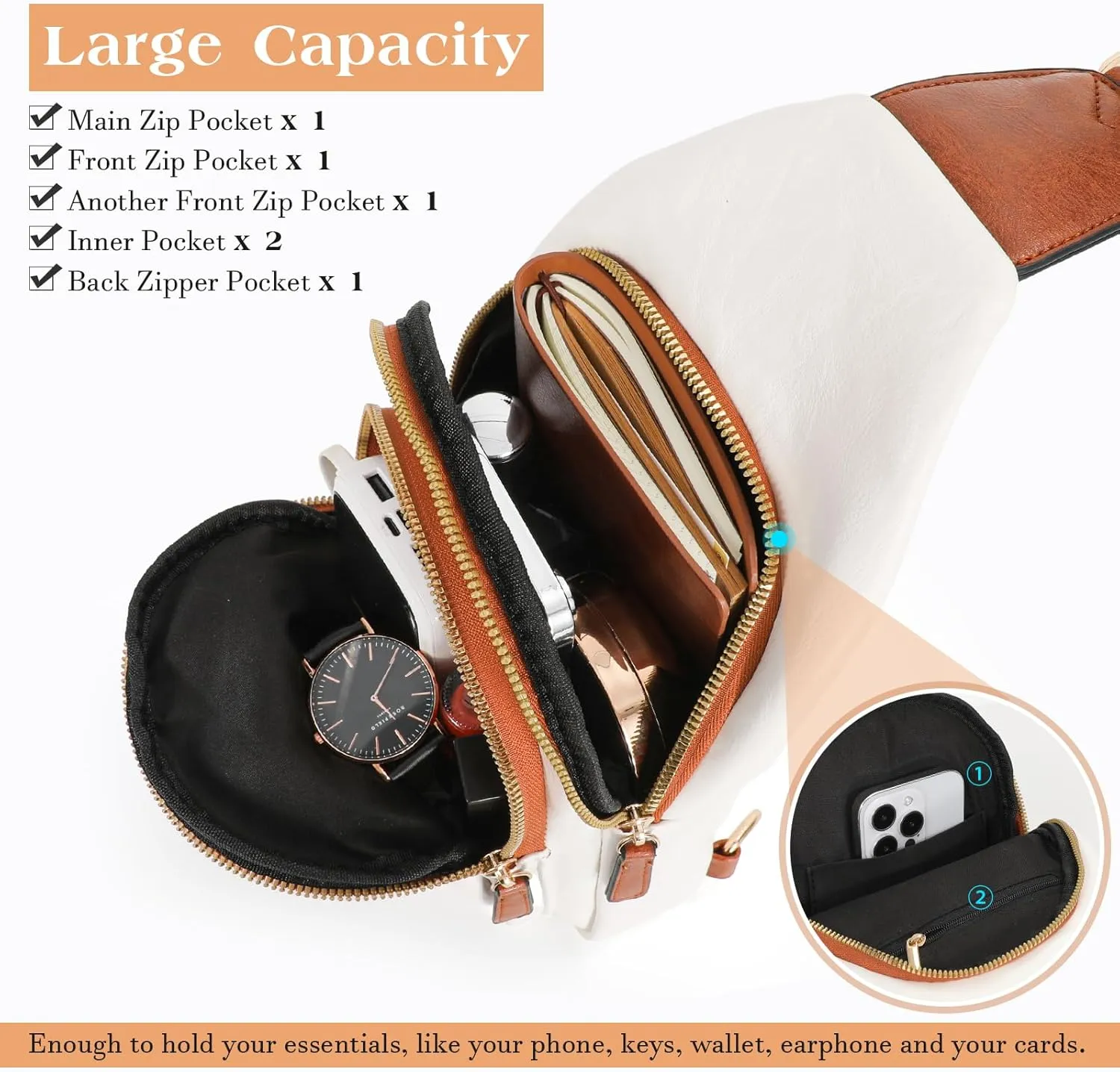 SUOSDEY Sling Bags for Women - Crossbody Leather Sling Backpack Chest Shoulder Bags for Casual Traveling Hiking Cycling
