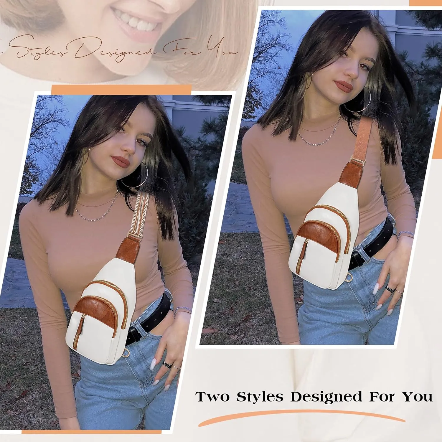 SUOSDEY Sling Bags for Women - Crossbody Leather Sling Backpack Chest Shoulder Bags for Casual Traveling Hiking Cycling