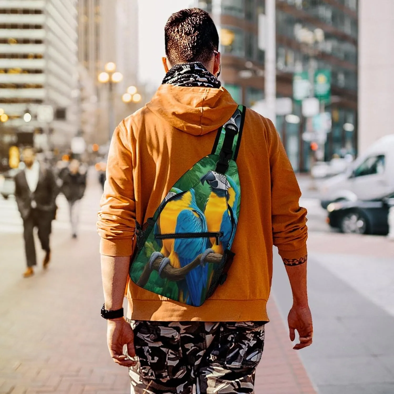 Supdreamc Cute Sling Shoulder Backpack, Backpacking, Parrots Art Crossbody Rucksack, Tote Bags, Gym Crossbody Sack Satchel Outdoor Hiking Bag for Man Women Lady