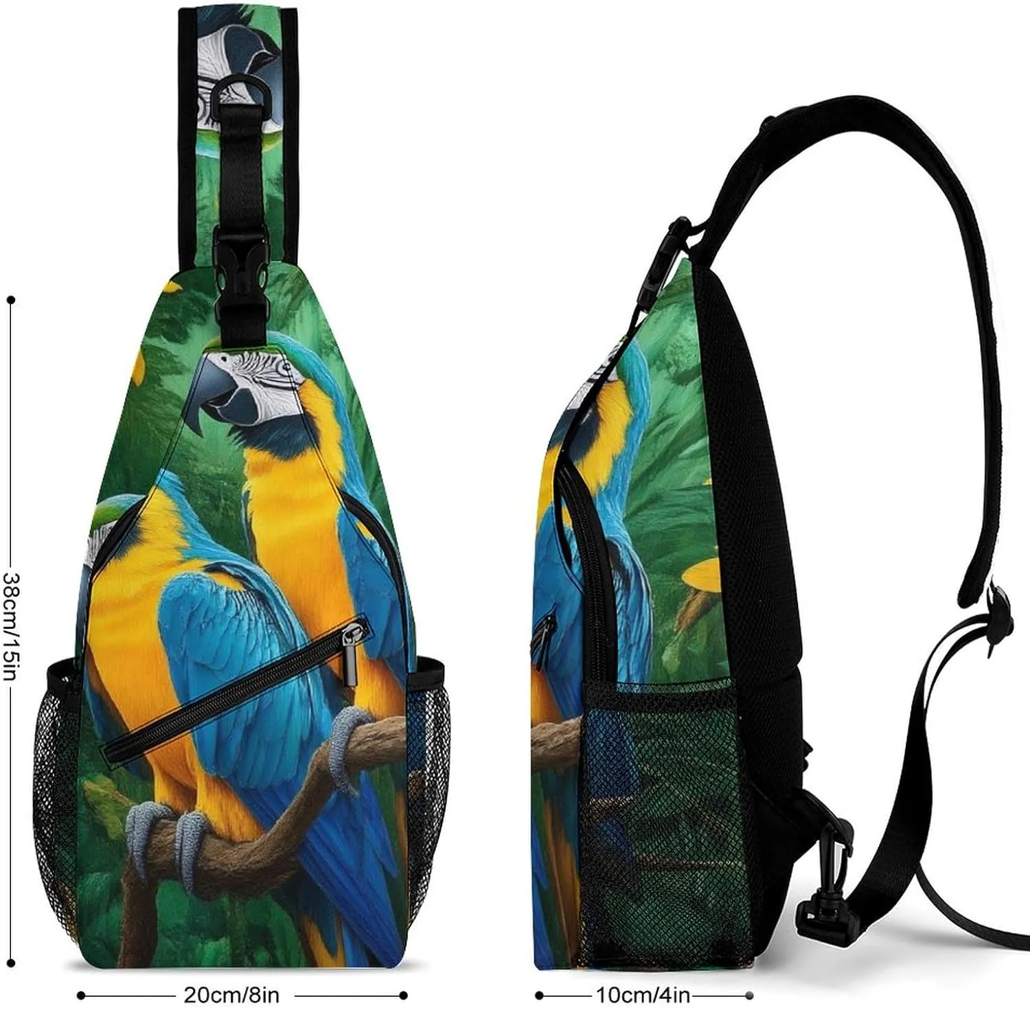 Supdreamc Cute Sling Shoulder Backpack, Backpacking, Parrots Art Crossbody Rucksack, Tote Bags, Gym Crossbody Sack Satchel Outdoor Hiking Bag for Man Women Lady
