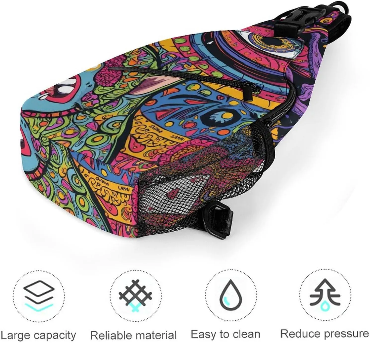 Supdreamc Men & Women Sling Shoulder Backpack Casual Carrying Tote Case Crossbody Travel Bag - Anti-Theft Multipurpose Carry On Bag, Abstract Graffiti Paint Crossbody Bag
