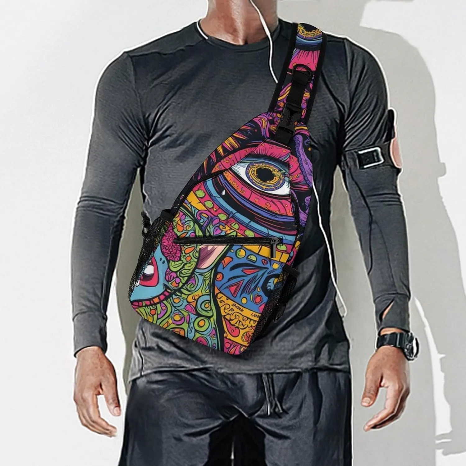 Supdreamc Men & Women Sling Shoulder Backpack Casual Carrying Tote Case Crossbody Travel Bag - Anti-Theft Multipurpose Carry On Bag, Abstract Graffiti Paint Crossbody Bag