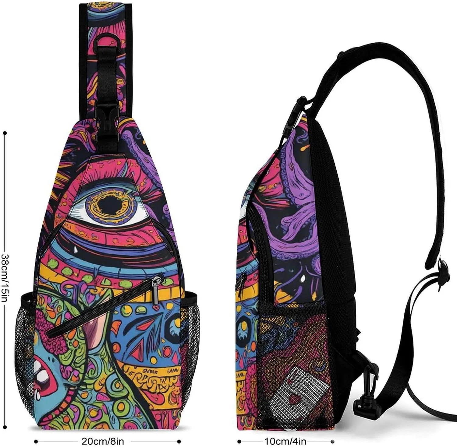 Supdreamc Men & Women Sling Shoulder Backpack Casual Carrying Tote Case Crossbody Travel Bag - Anti-Theft Multipurpose Carry On Bag, Abstract Graffiti Paint Crossbody Bag