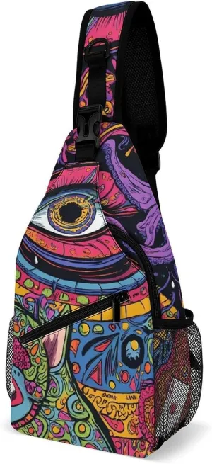 Supdreamc Men & Women Sling Shoulder Backpack Casual Carrying Tote Case Crossbody Travel Bag - Anti-Theft Multipurpose Carry On Bag, Abstract Graffiti Paint Crossbody Bag