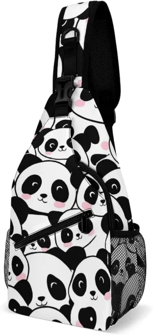 Supdreamc Ultra Lightweight Sling Backpack Chest Day Bag Multipurpose Anti-Theft Rucksack for Cycling Hiking Camping Travel Outdoor, Cute Cartoon Pandas Camera Case Messenger Bag