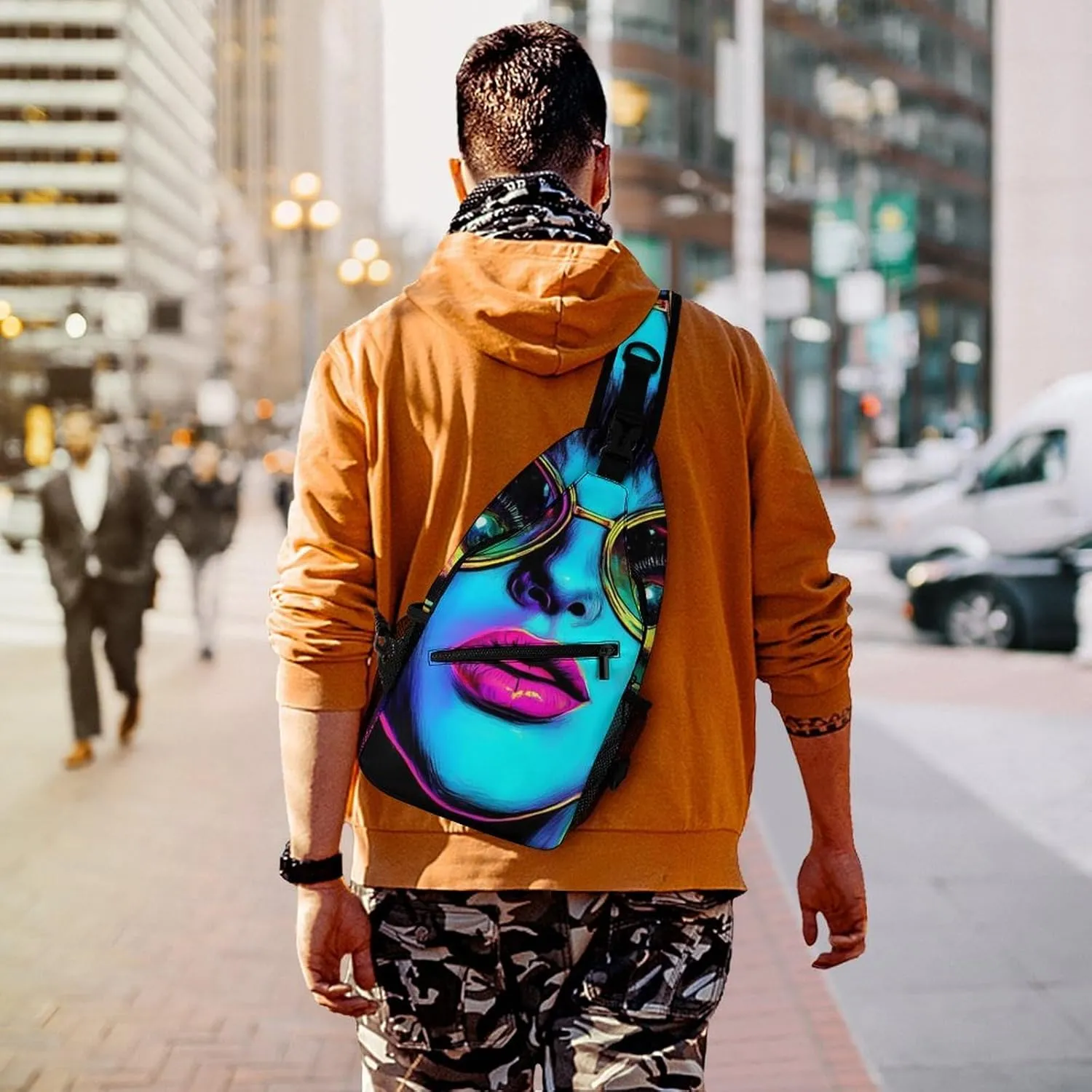 Supdreamc Ultra Lightweight Sling Bag Backpack Chest Day Bag Multipurpose Anti-Theft Backpacking for Outdoor Cycling Hiking Travel, Tool Backpack (Trippy Goth Girl Art)