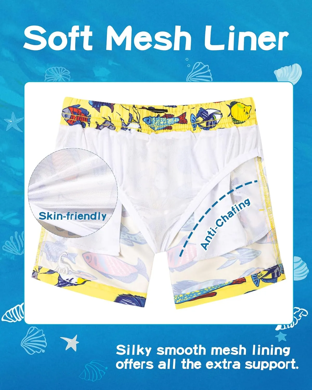 SURF CUZ Boys Swim Trunks Toddler Swim Shorts UPF 50  Bathing Suit for Boy Swimsuit Quick Dry Mesh Beach Boardshorts Swimwear