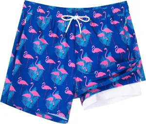 SURF CUZ Mens Swim Trunks with Compression Liner Swimming Trunks 5 Inch Bathing Suit Quick Dry Swim Shorts