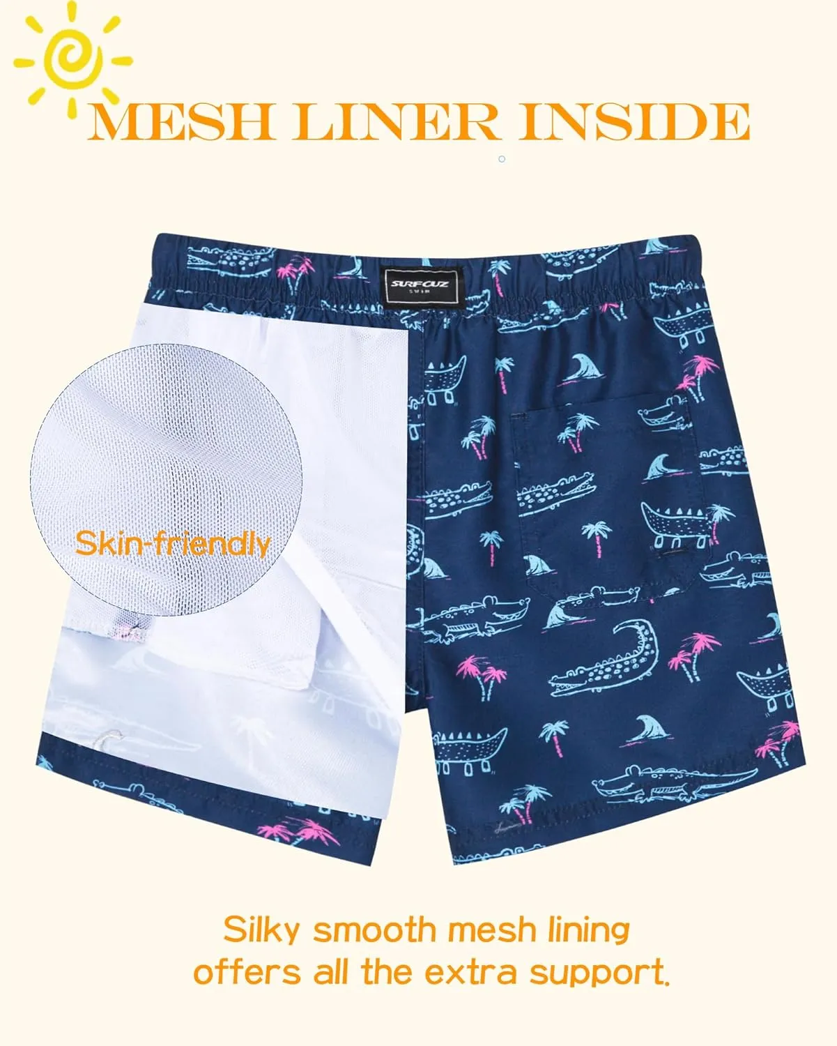 SURF CUZ Surfcuz Little Boys Swim Trunks UPF 50  Toddler Beach Shorts Swimsuit Kids Quick Dry Swimwear