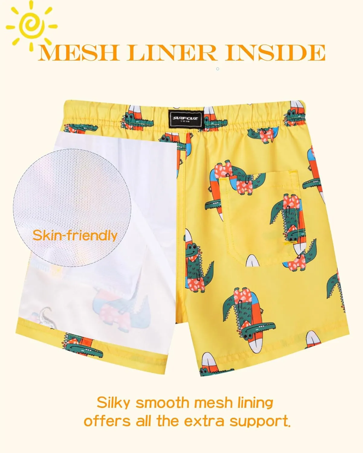 SURF CUZ Surfcuz Little Boys Swim Trunks UPF 50  Toddler Beach Shorts Swimsuit Kids Quick Dry Swimwear
